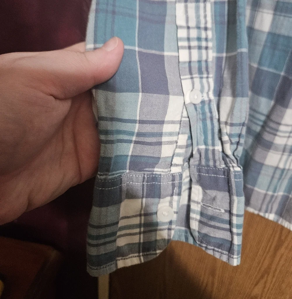 J. CREW Shirt Mens Medium Slim Stretch Secret Wash Classic 100%Cotton Blue Plaid